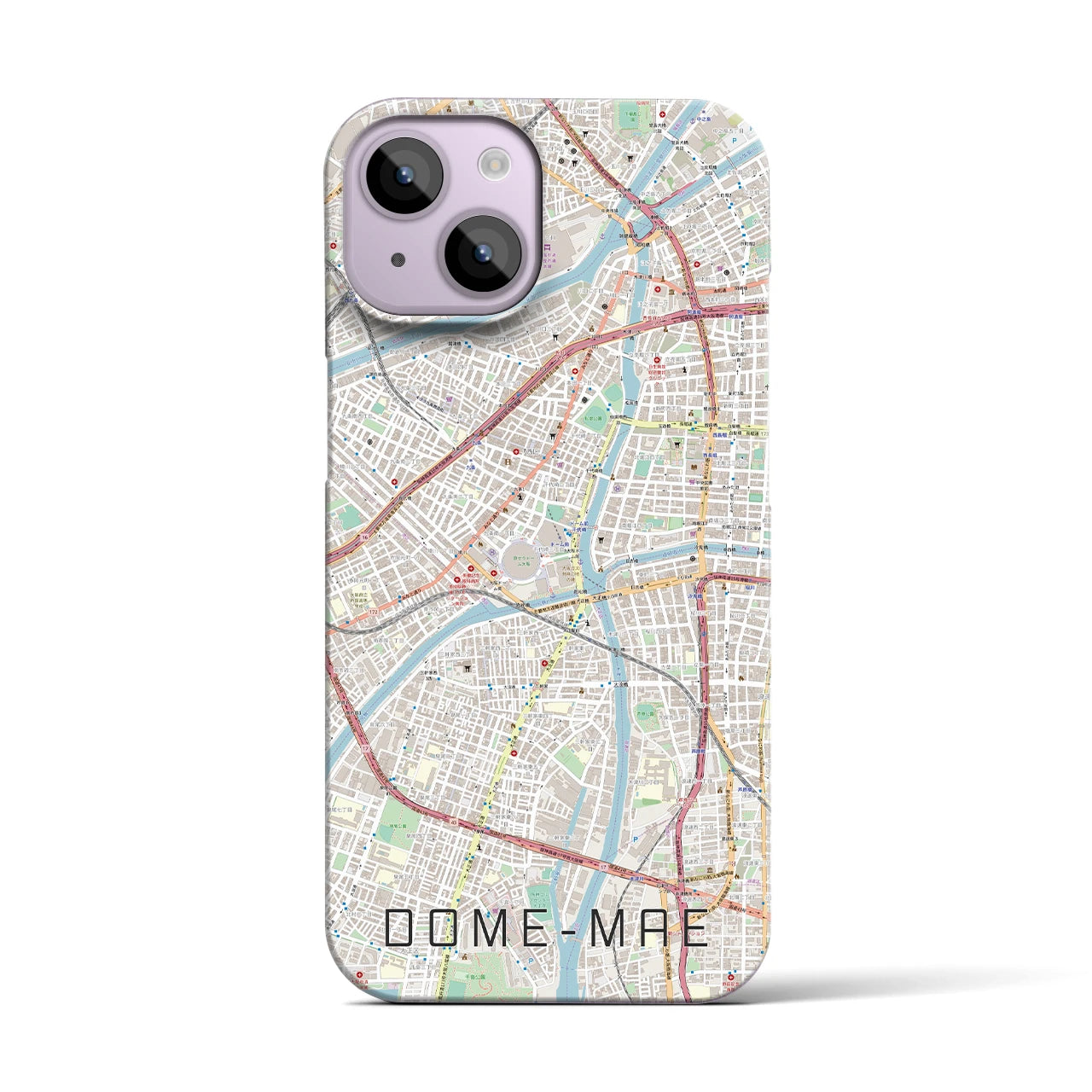 【ドーム前】地図柄iPhoneケース（バックカバータイプ・ナチュラル）iPhone 14 用