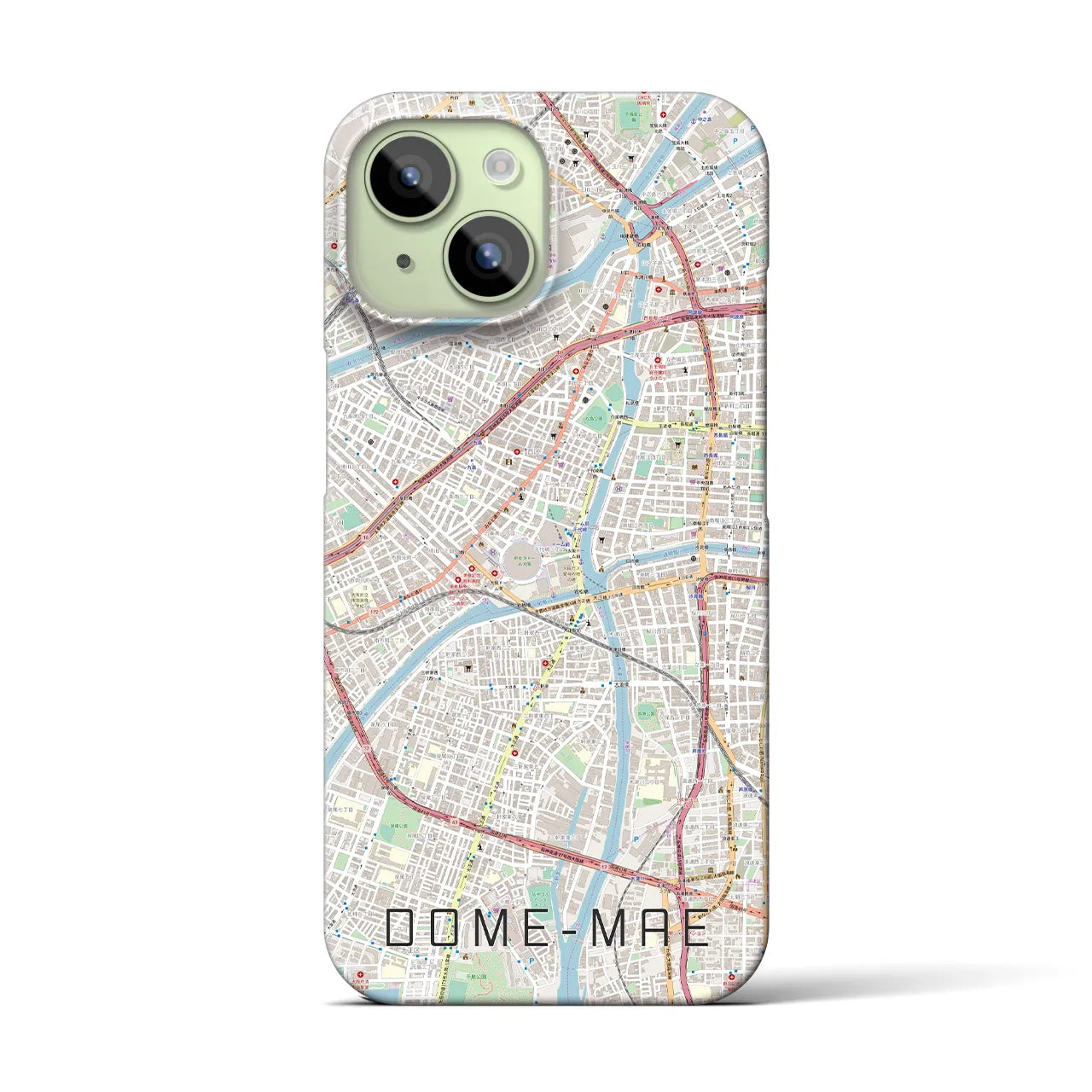 【ドーム前】地図柄iPhoneケース（バックカバータイプ・ナチュラル）iPhone 15 用