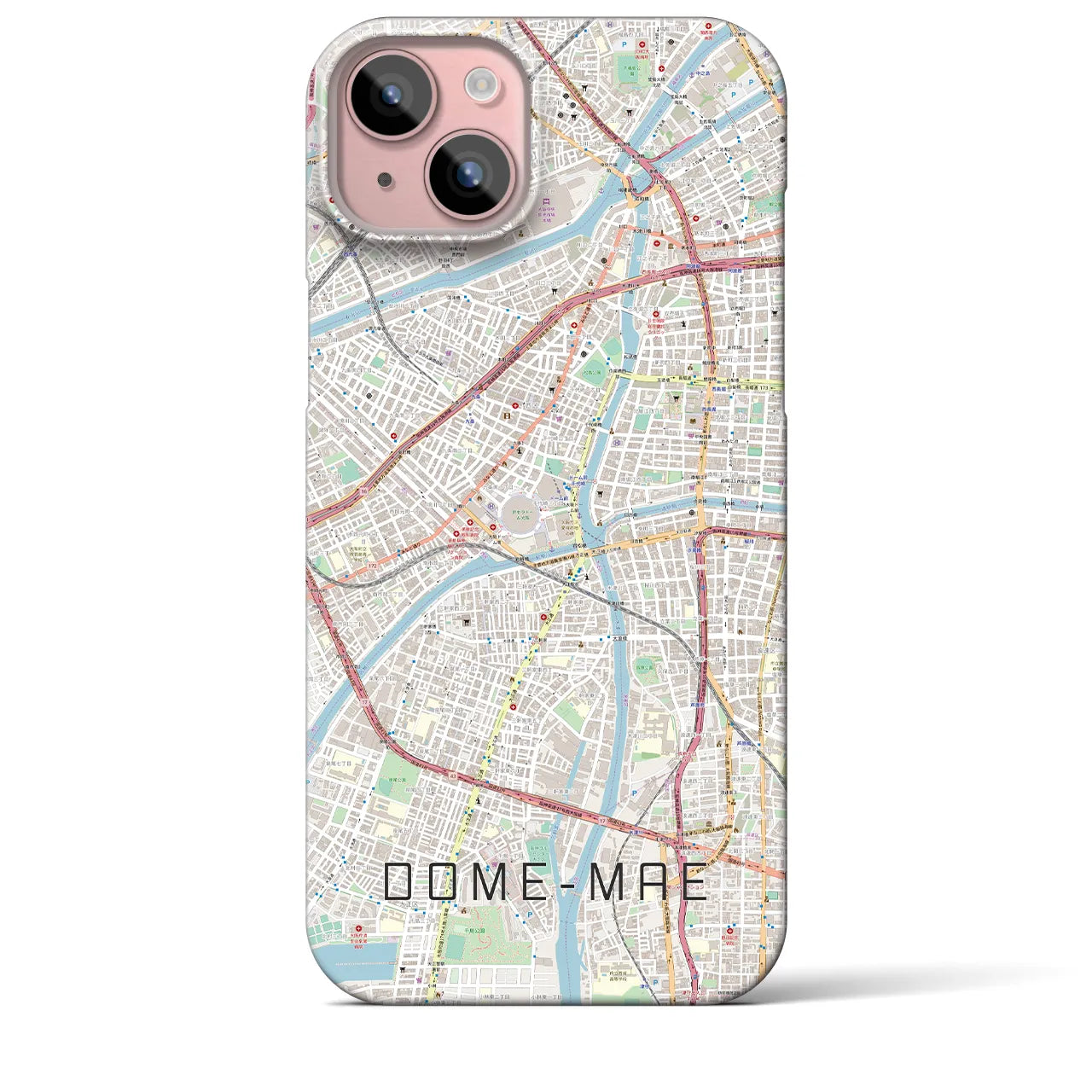 【ドーム前】地図柄iPhoneケース（バックカバータイプ・ナチュラル）iPhone 15 Plus 用
