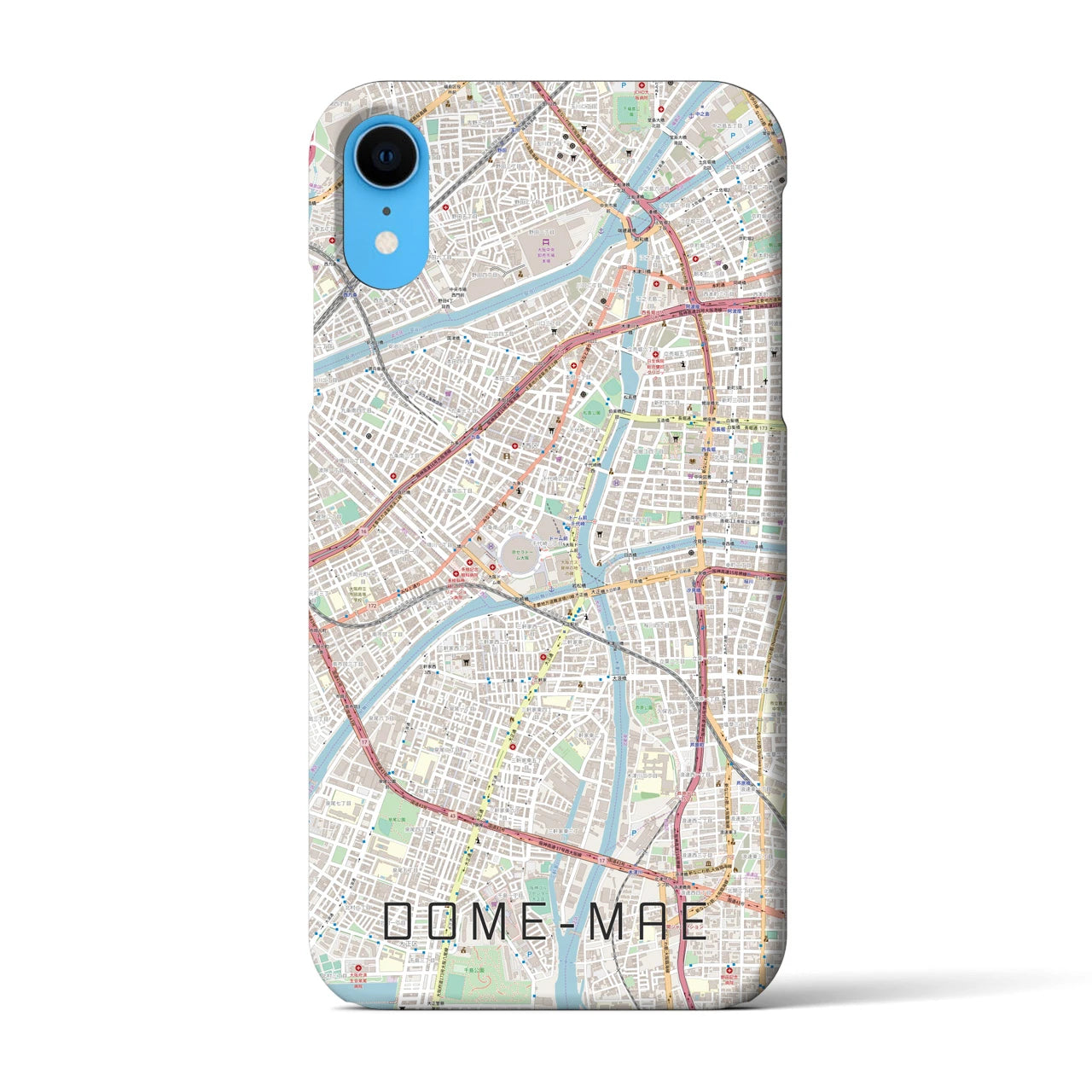 【ドーム前】地図柄iPhoneケース（バックカバータイプ・ナチュラル）iPhone XR 用