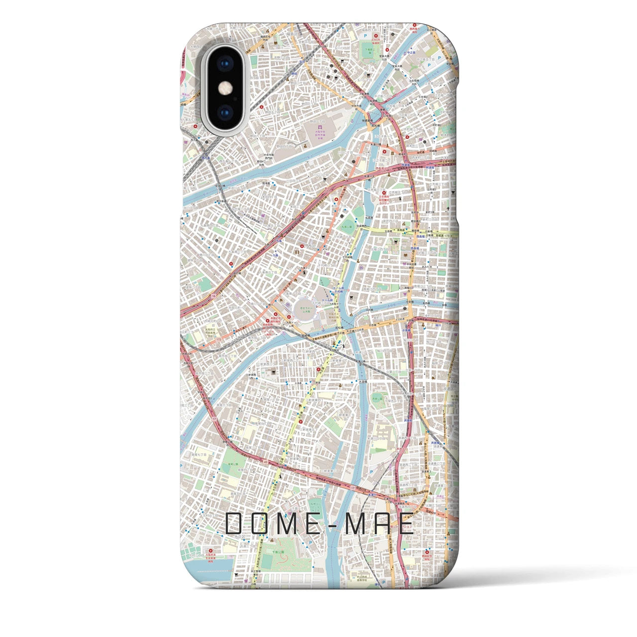 【ドーム前】地図柄iPhoneケース（バックカバータイプ・ナチュラル）iPhone XS Max 用