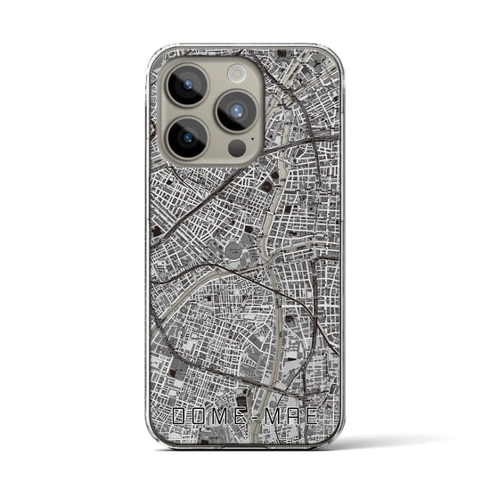 【ドーム前】地図柄iPhoneケース（クリアタイプ・モノトーン）iPhone 15 Pro 用