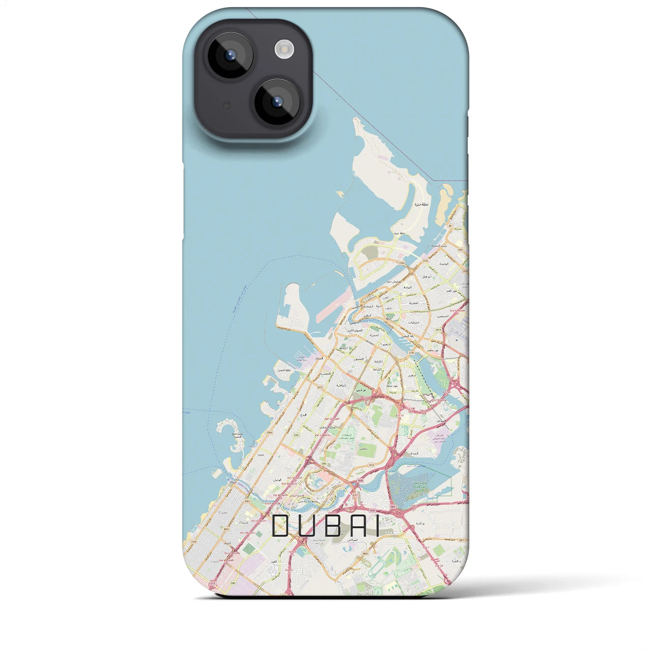 【ドバイ】地図柄iPhoneケース（バックカバータイプ・ナチュラル）iPhone 14 Plus 用