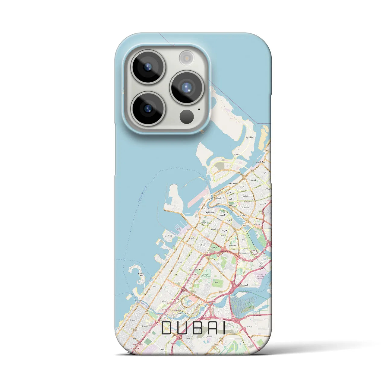 【ドバイ】地図柄iPhoneケース（バックカバータイプ・ナチュラル）iPhone 15 Pro 用