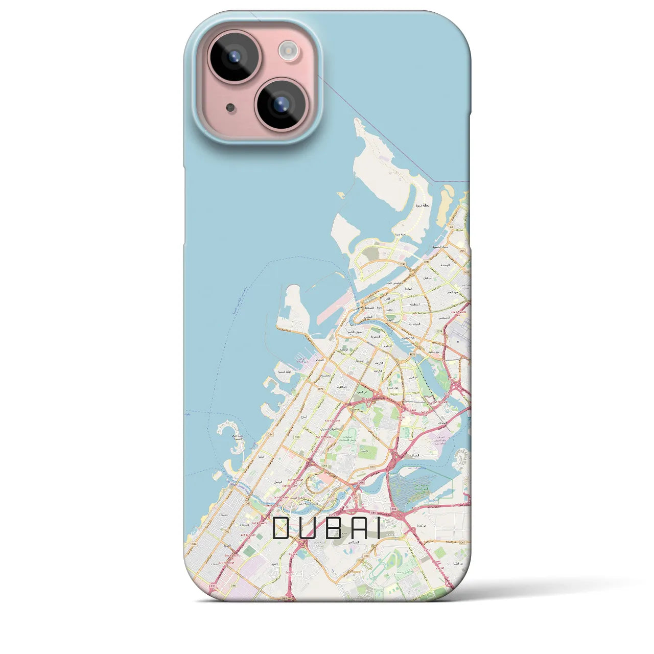 【ドバイ】地図柄iPhoneケース（バックカバータイプ・ナチュラル）iPhone 15 Plus 用