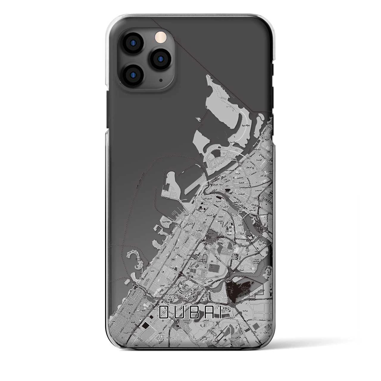 【ドバイ】地図柄iPhoneケース（クリアタイプ・モノトーン）iPhone 11 Pro Max 用