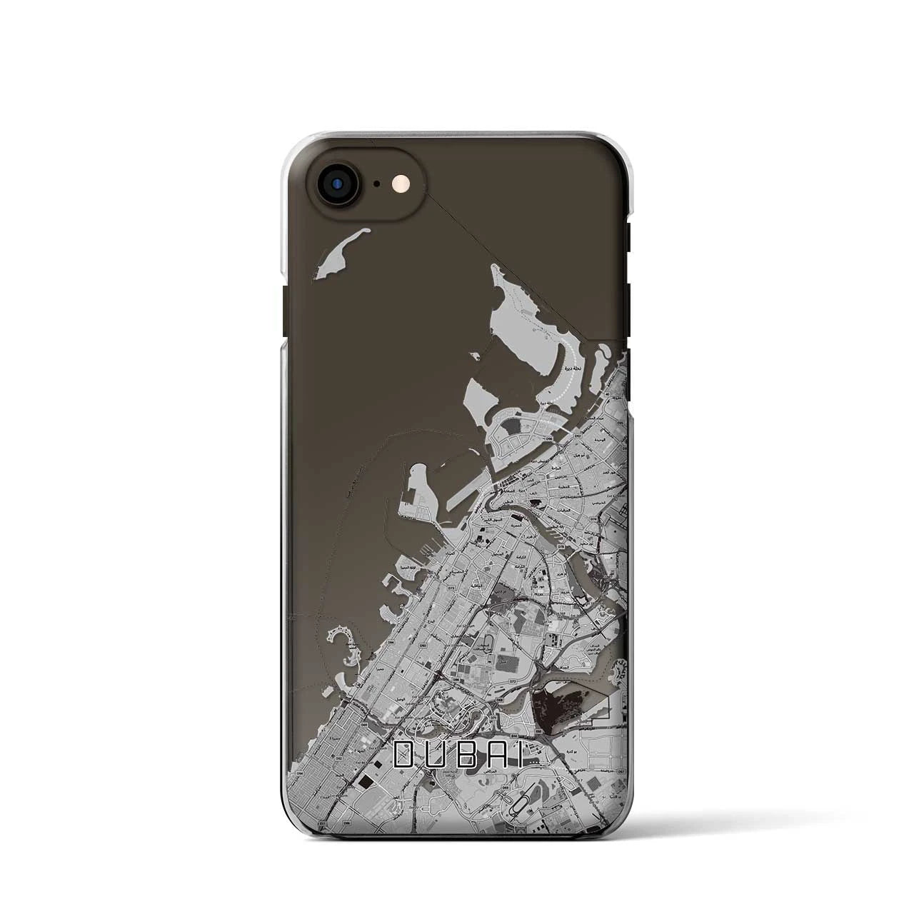 【ドバイ】地図柄iPhoneケース（クリアタイプ・モノトーン）iPhone SE（第3 / 第2世代） / 8 / 7 / 6s / 6 用