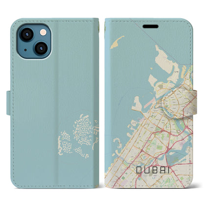 【ドバイ（アラブ首長国連邦）】地図柄iPhoneケース（手帳タイプ）ナチュラル・iPhone 13 用