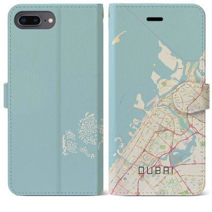 【ドバイ（アラブ首長国連邦）】地図柄iPhoneケース（手帳タイプ）ナチュラル・iPhone 8Plus /7Plus / 6sPlus / 6Plus 用