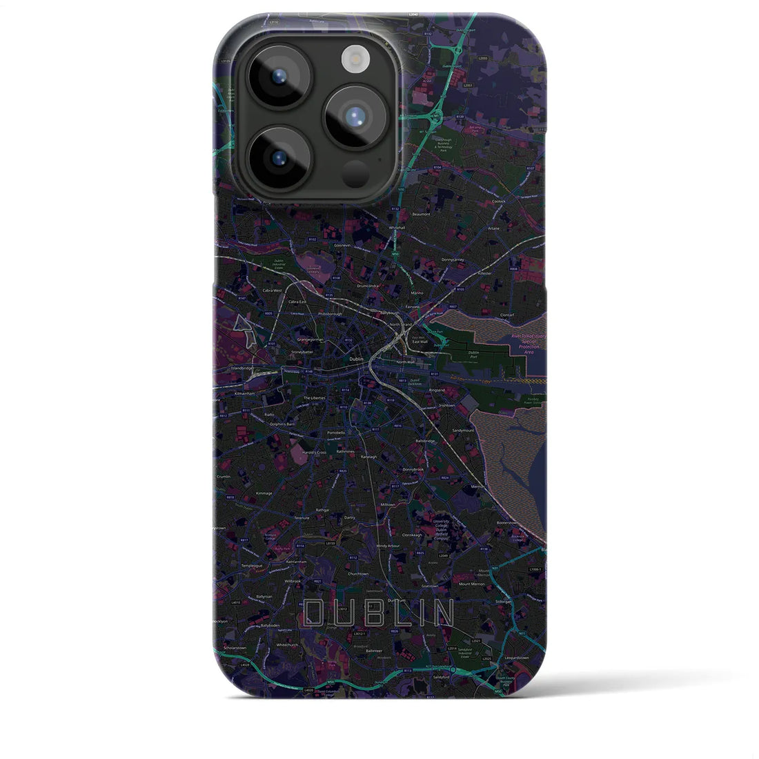 【ダブリン】地図柄iPhoneケース（バックカバータイプ・ブラック）iPhone 15 Pro Max 用