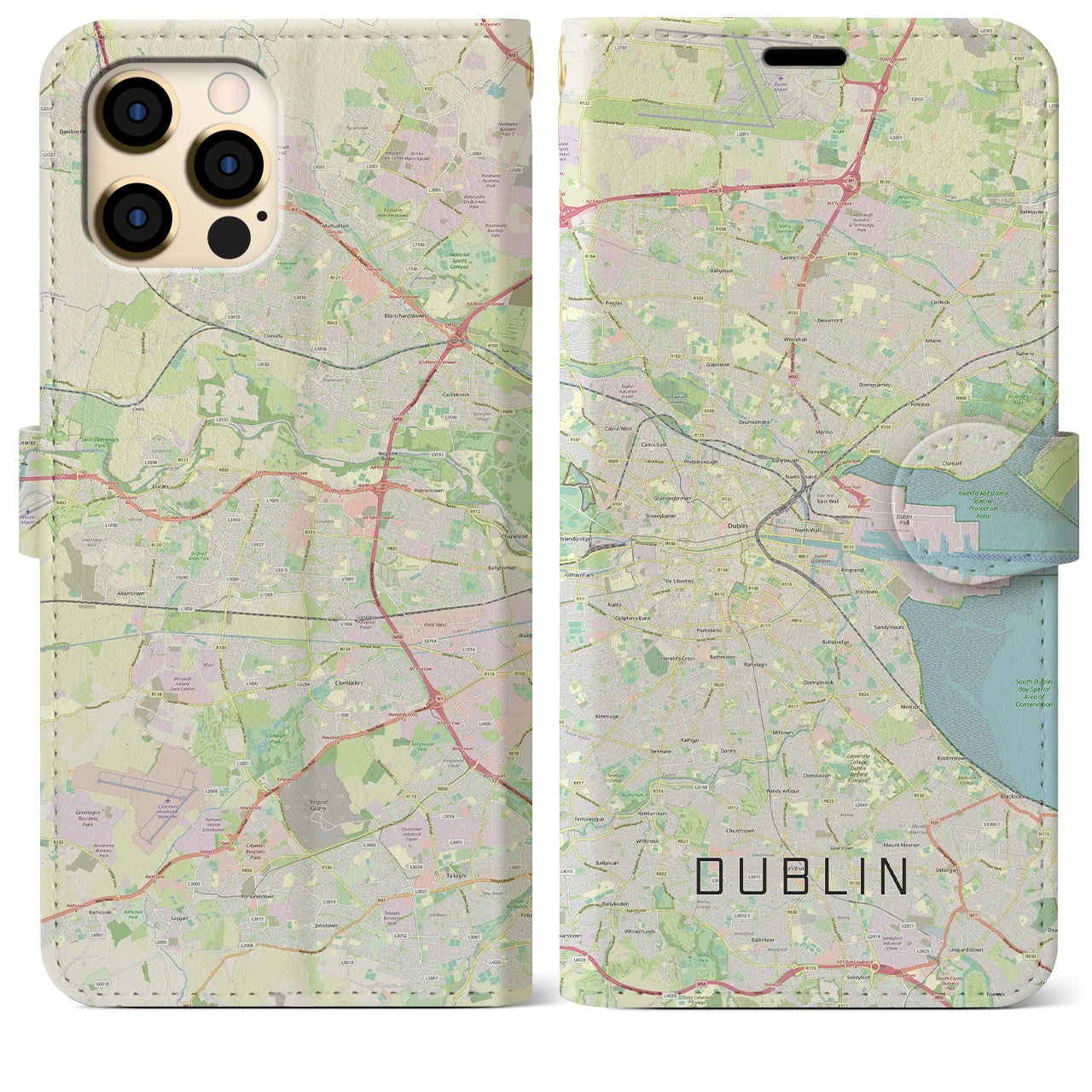 【ダブリン】地図柄iPhoneケース（手帳両面タイプ・ナチュラル）iPhone 12 Pro Max 用