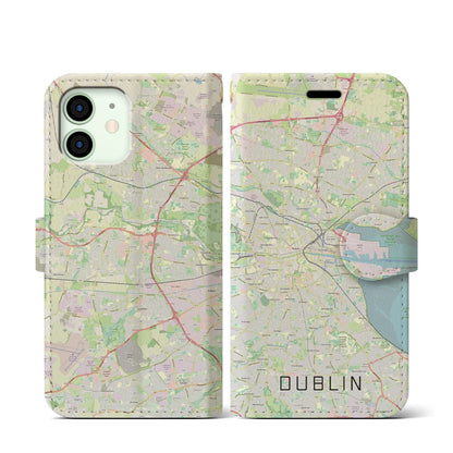 【ダブリン（アイルランド）】地図柄iPhoneケース（手帳タイプ）ナチュラル・iPhone 12 mini 用