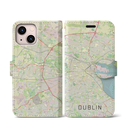 【ダブリン（アイルランド）】地図柄iPhoneケース（手帳タイプ）ナチュラル・iPhone 13 mini 用
