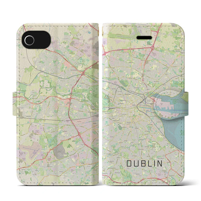 【ダブリン（アイルランド）】地図柄iPhoneケース（手帳タイプ）ナチュラル・iPhone SE（第3 / 第2世代） / 8 / 7 / 6s / 6 用