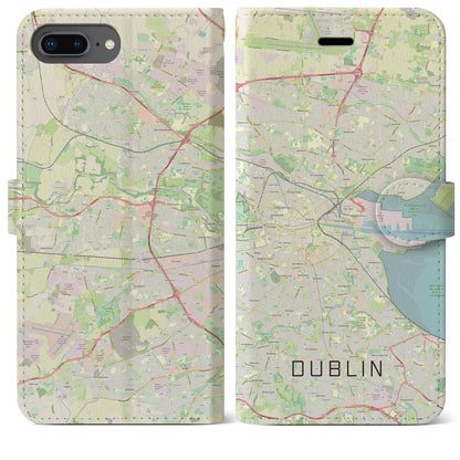 【ダブリン（アイルランド）】地図柄iPhoneケース（手帳タイプ）ナチュラル・iPhone 8Plus /7Plus / 6sPlus / 6Plus 用