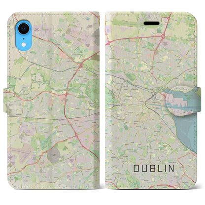 【ダブリン（アイルランド）】地図柄iPhoneケース（手帳タイプ）ナチュラル・iPhone XR 用
