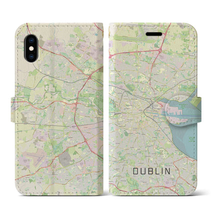【ダブリン（アイルランド）】地図柄iPhoneケース（手帳タイプ）ナチュラル・iPhone XS / X 用