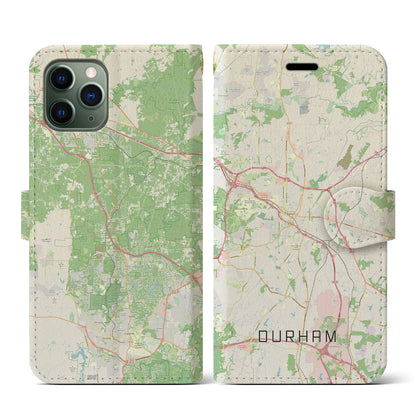 【ダーラム（アメリカ）】地図柄iPhoneケース（手帳タイプ）ナチュラル・iPhone 11 Pro 用