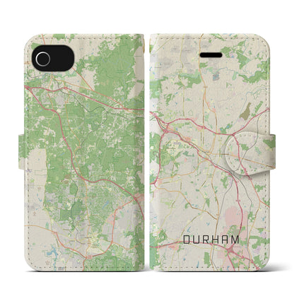 【ダーラム（アメリカ）】地図柄iPhoneケース（手帳タイプ）ナチュラル・iPhone SE（第3 / 第2世代） / 8 / 7 / 6s / 6 用