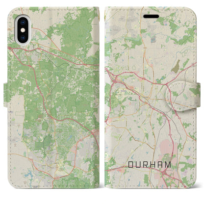 【ダーラム（アメリカ）】地図柄iPhoneケース（手帳タイプ）ナチュラル・iPhone XS Max 用