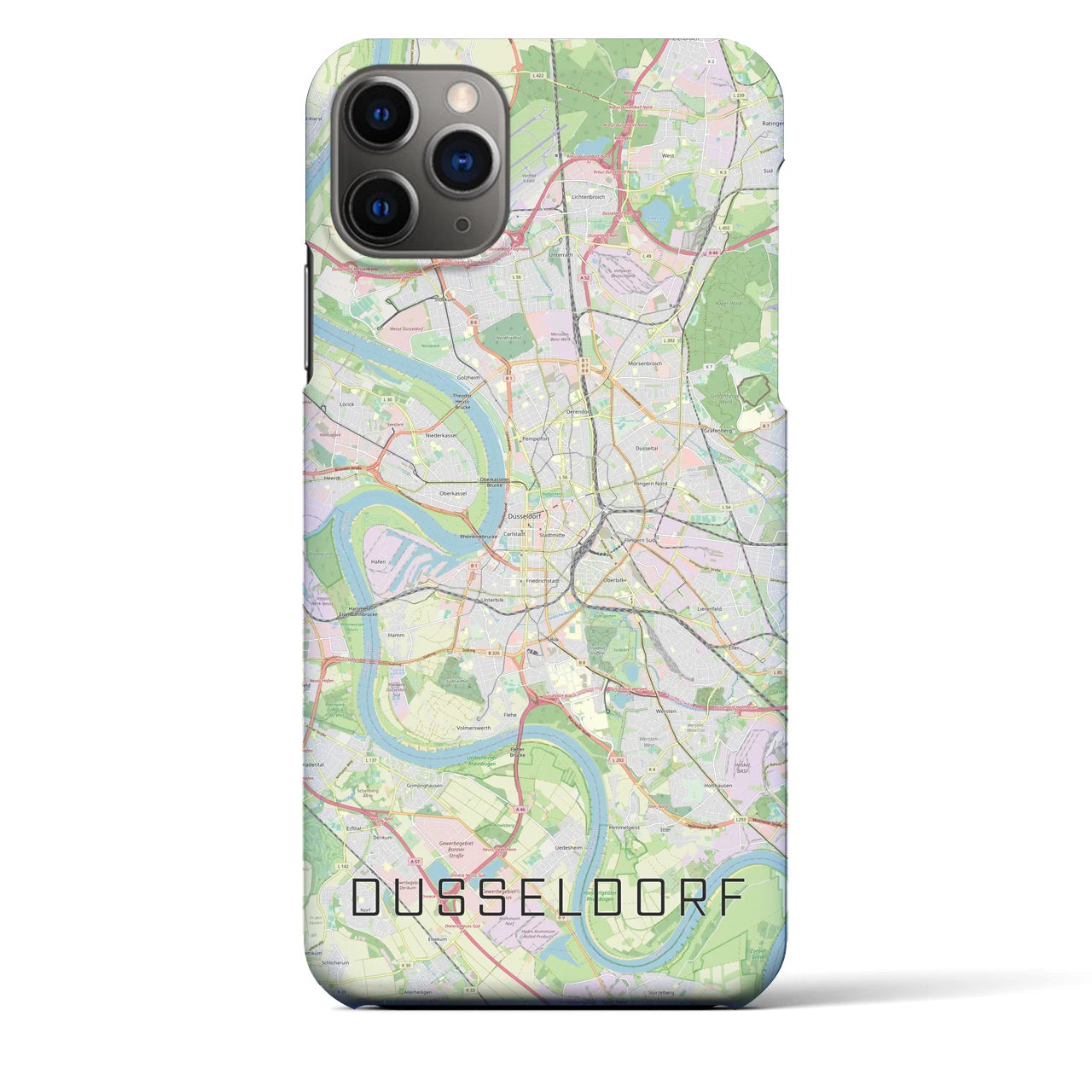 【デュッセルドルフ】地図柄iPhoneケース（バックカバータイプ・ナチュラル）iPhone 11 Pro Max 用