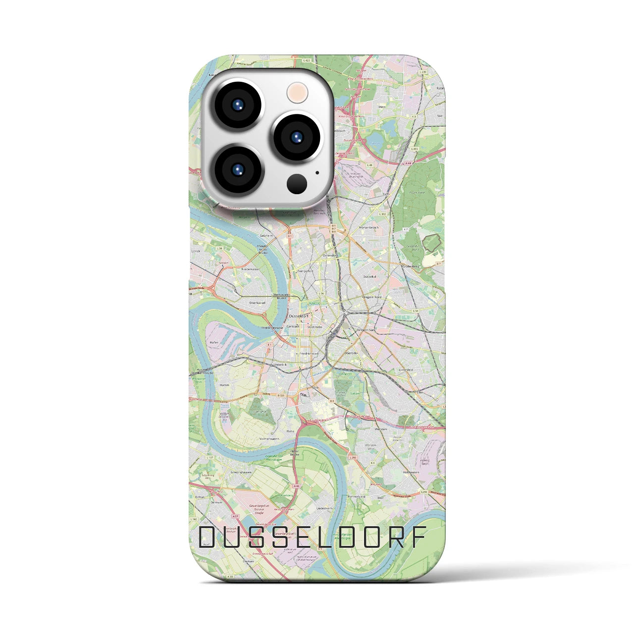 【デュッセルドルフ】地図柄iPhoneケース（バックカバータイプ・ナチュラル）iPhone 13 Pro 用