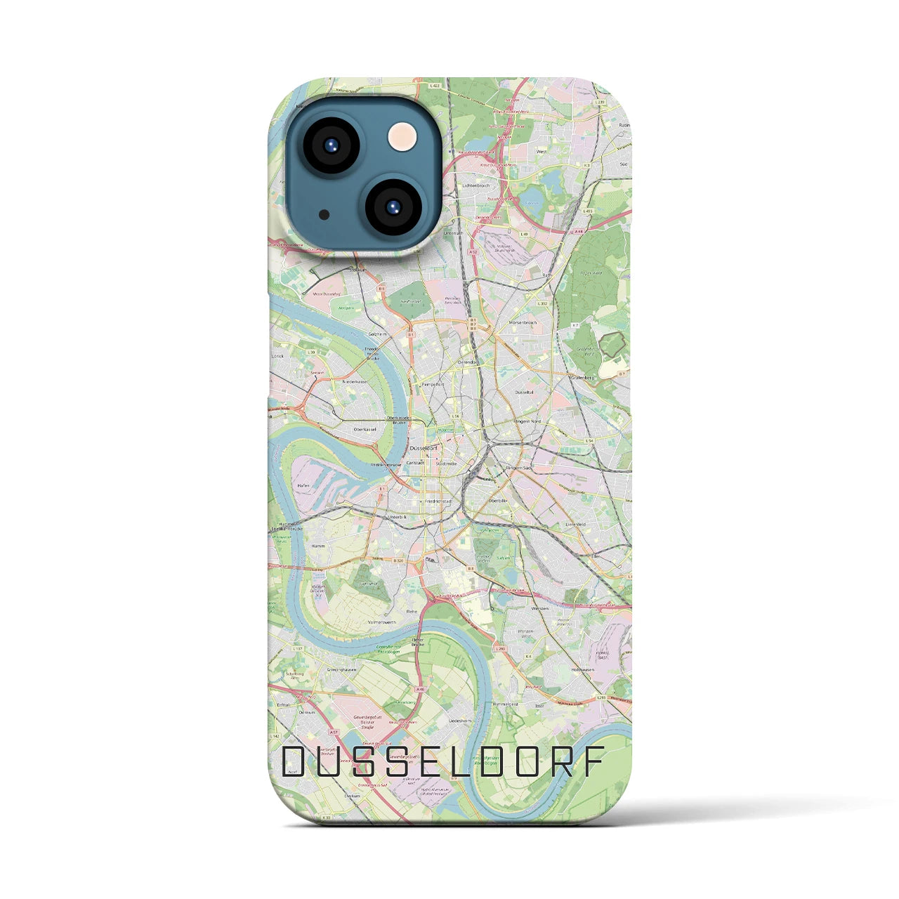 【デュッセルドルフ】地図柄iPhoneケース（バックカバータイプ・ナチュラル）iPhone 13 用