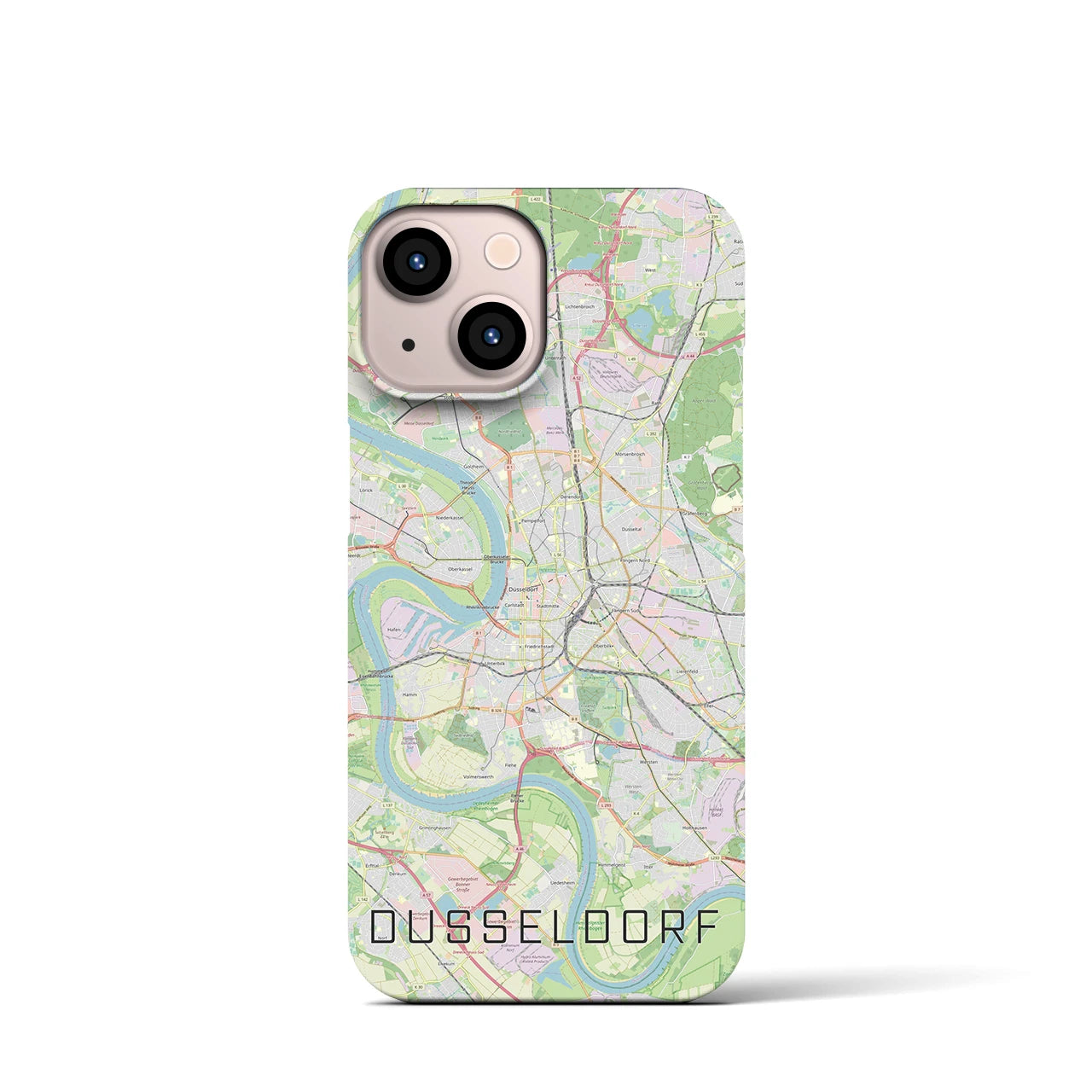 【デュッセルドルフ】地図柄iPhoneケース（バックカバータイプ・ナチュラル）iPhone 13 mini 用
