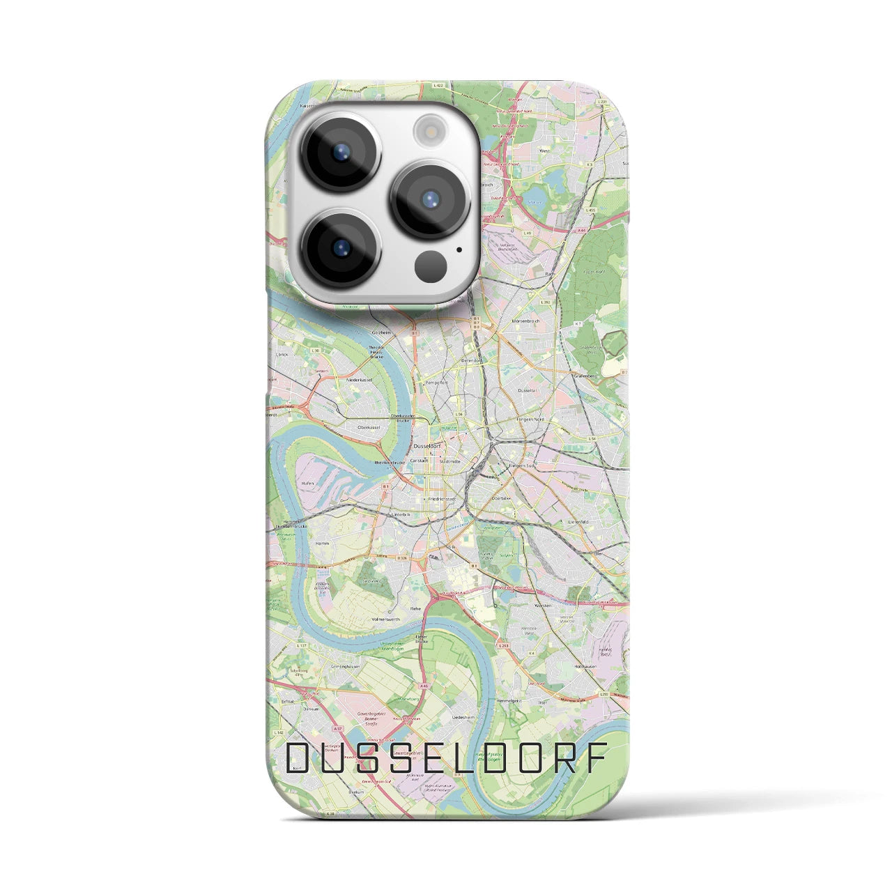 【デュッセルドルフ】地図柄iPhoneケース（バックカバータイプ・ナチュラル）iPhone 14 Pro 用
