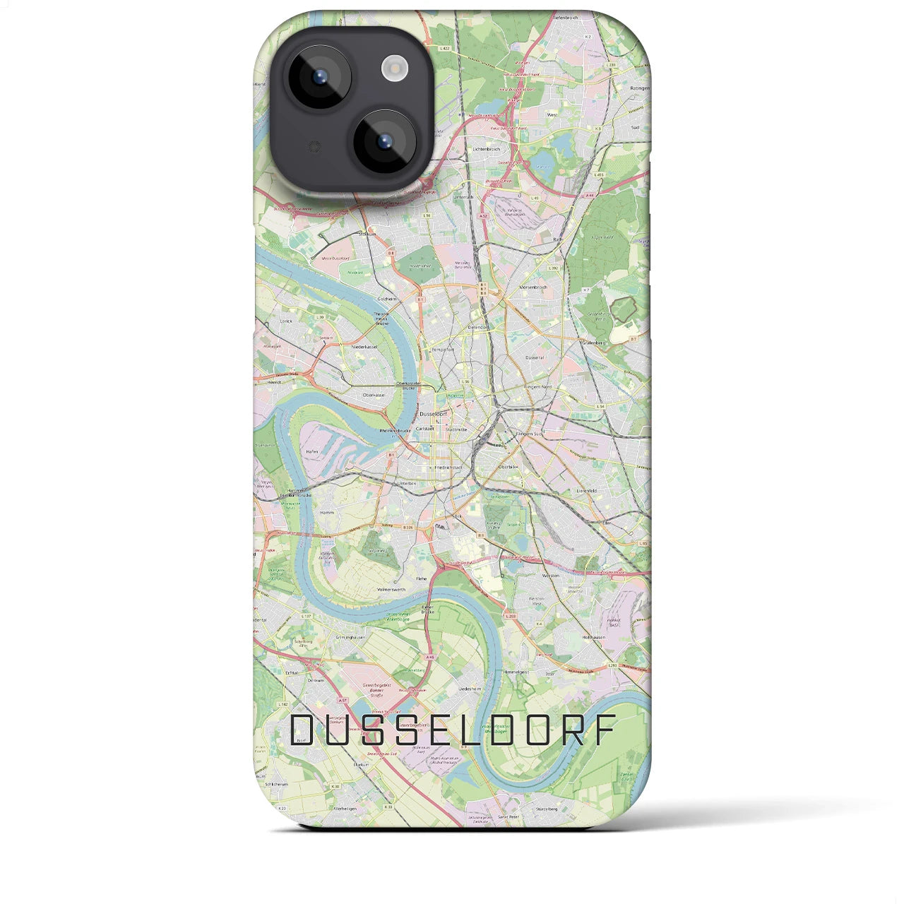 【デュッセルドルフ】地図柄iPhoneケース（バックカバータイプ・ナチュラル）iPhone 14 Plus 用