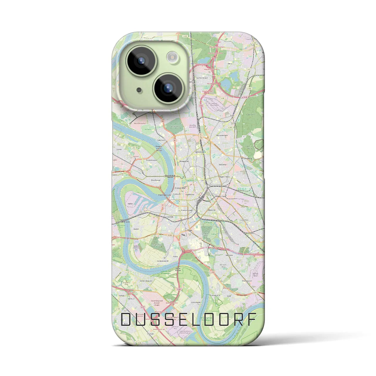 【デュッセルドルフ】地図柄iPhoneケース（バックカバータイプ・ナチュラル）iPhone 15 用