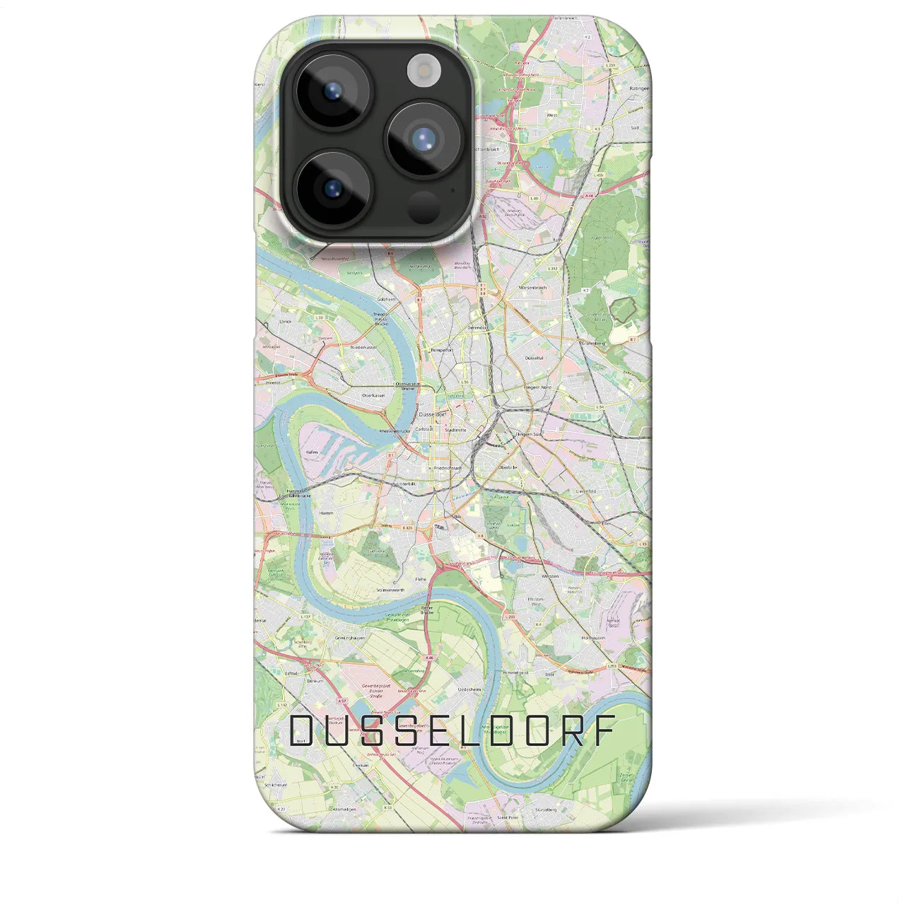 【デュッセルドルフ】地図柄iPhoneケース（バックカバータイプ・ナチュラル）iPhone 15 Pro Max 用