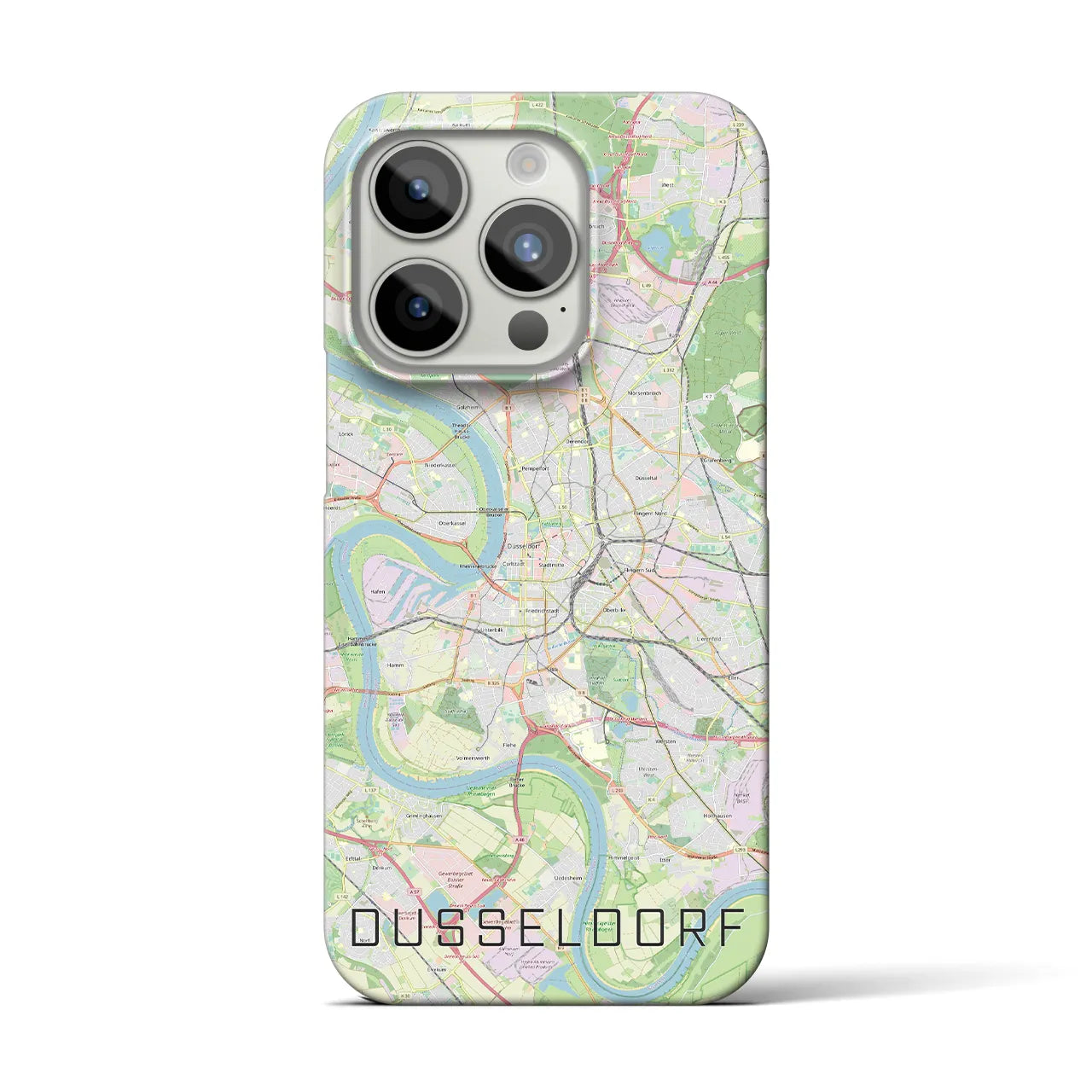 【デュッセルドルフ】地図柄iPhoneケース（バックカバータイプ・ナチュラル）iPhone 15 Pro 用
