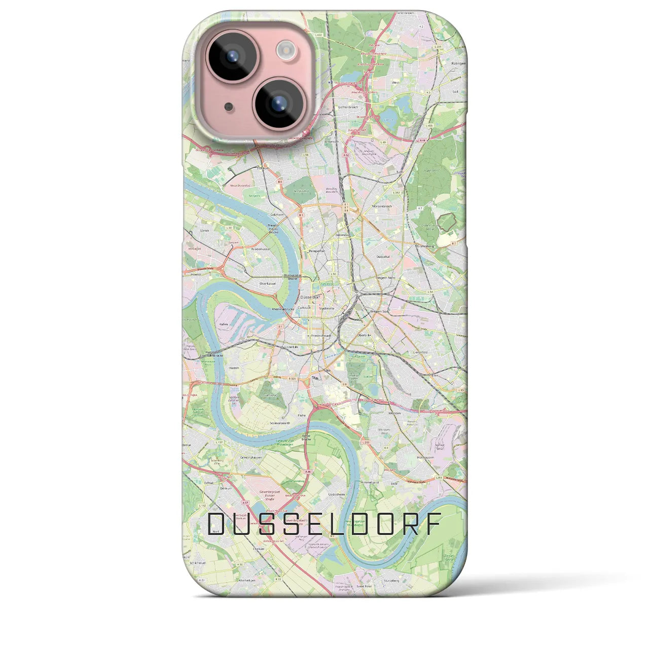 【デュッセルドルフ】地図柄iPhoneケース（バックカバータイプ・ナチュラル）iPhone 15 Plus 用