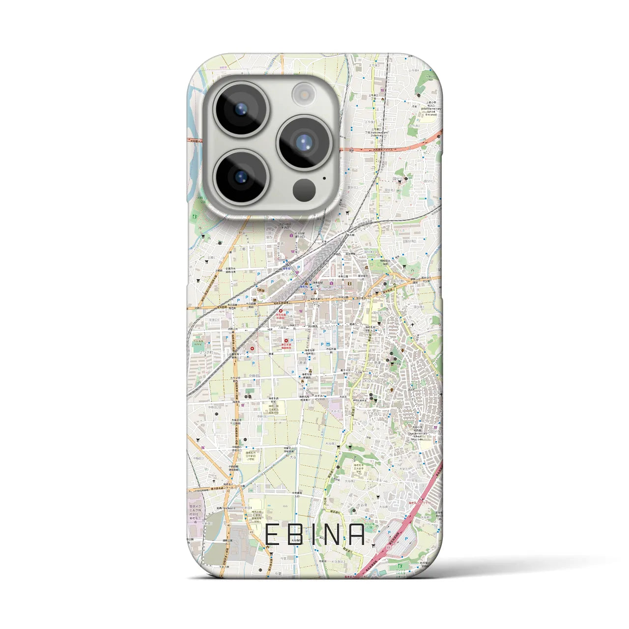 【海老名】地図柄iPhoneケース（バックカバータイプ・ナチュラル）iPhone 15 Pro 用