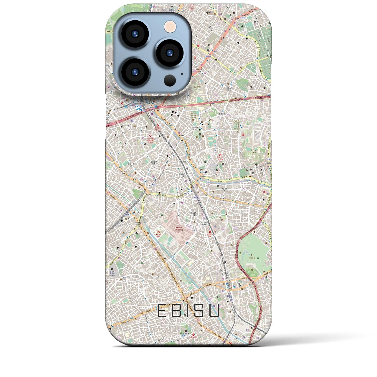 【恵比寿】地図柄iPhoneケース（バックカバータイプ・ナチュラル）iPhone 13 Pro Max 用