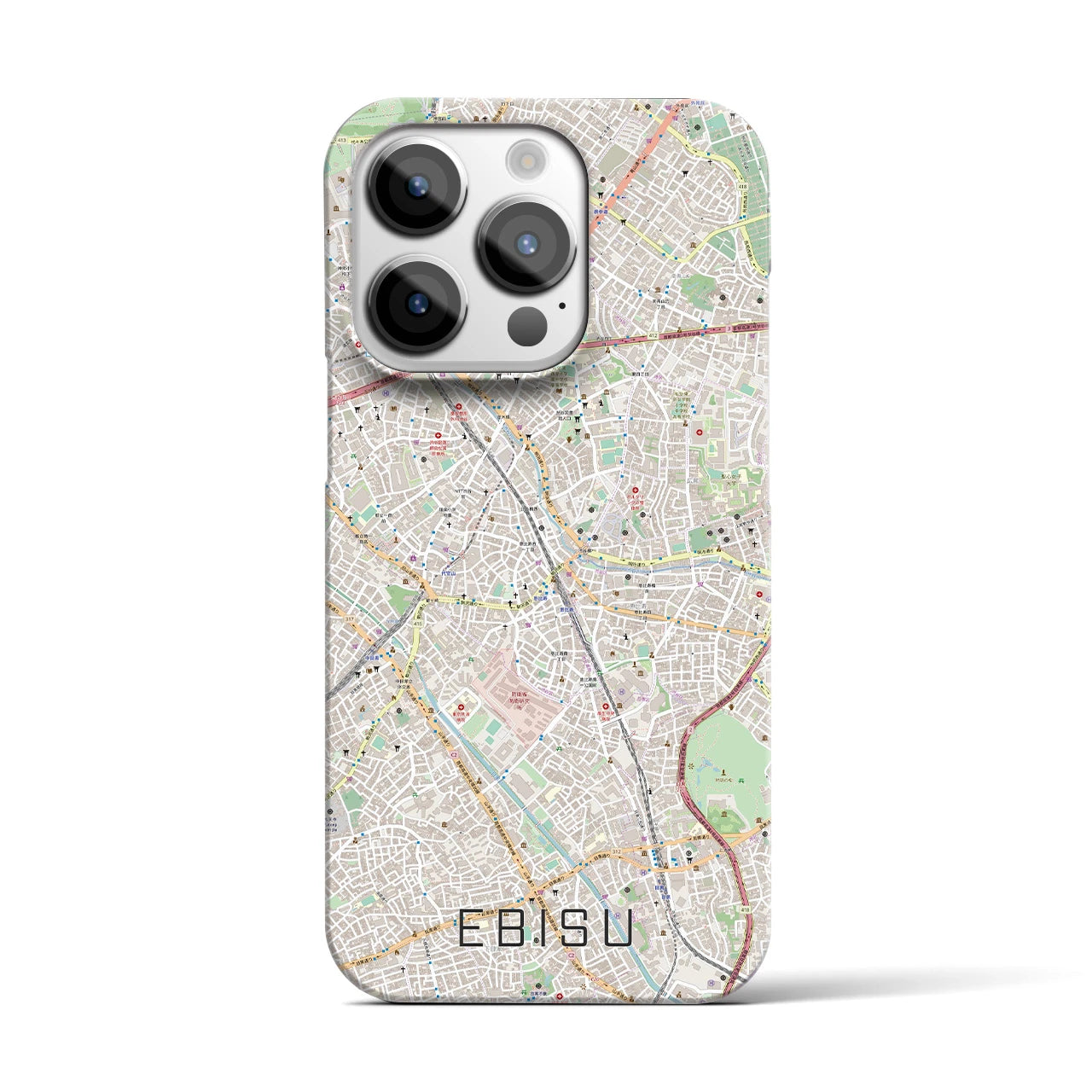 【恵比寿】地図柄iPhoneケース（バックカバータイプ・ナチュラル）iPhone 14 Pro 用