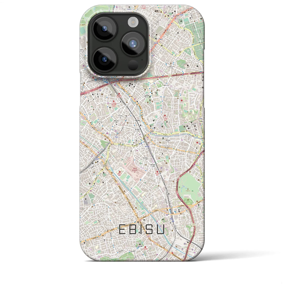 【恵比寿】地図柄iPhoneケース（バックカバータイプ・ナチュラル）iPhone 15 Pro Max 用