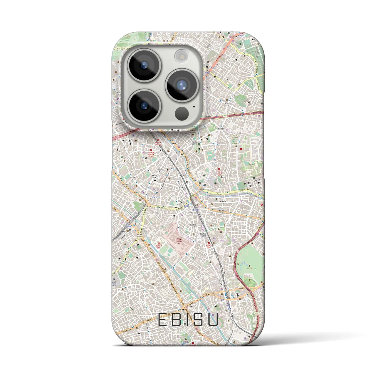 【恵比寿】地図柄iPhoneケース（バックカバータイプ・ナチュラル）iPhone 15 Pro 用