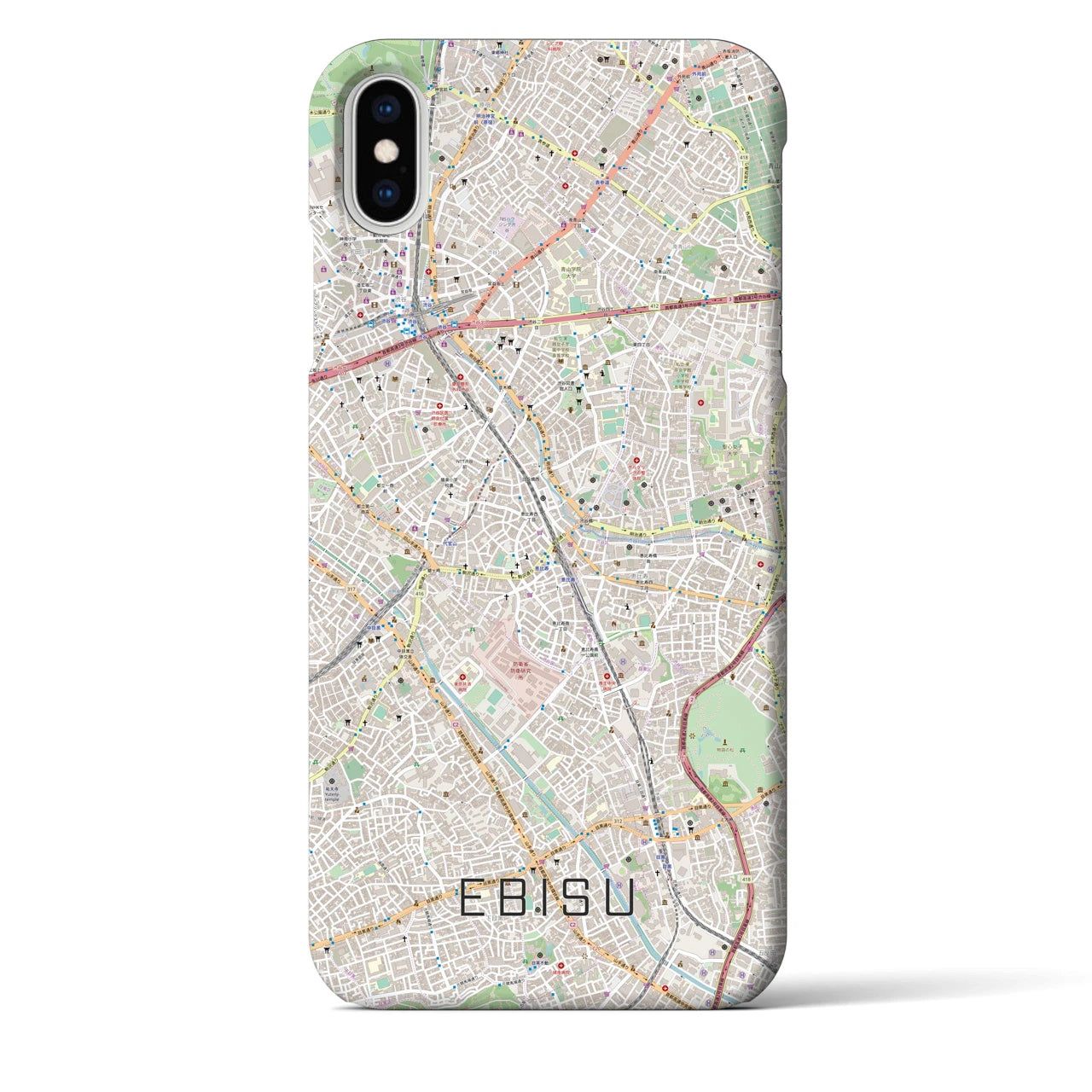 【恵比寿】地図柄iPhoneケース（バックカバータイプ・ナチュラル）iPhone XS Max 用