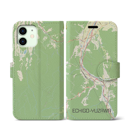 【越後湯沢（新潟県）】地図柄iPhoneケース（手帳タイプ）ナチュラル・iPhone 12 mini 用