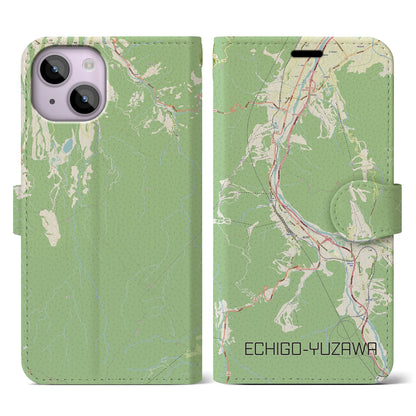 【越後湯沢（新潟県）】地図柄iPhoneケース（手帳タイプ）ナチュラル・iPhone 14 用