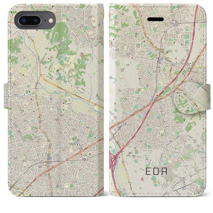 【江田（神奈川県）】地図柄iPhoneケース（手帳タイプ）ナチュラル・iPhone 8Plus /7Plus / 6sPlus / 6Plus 用