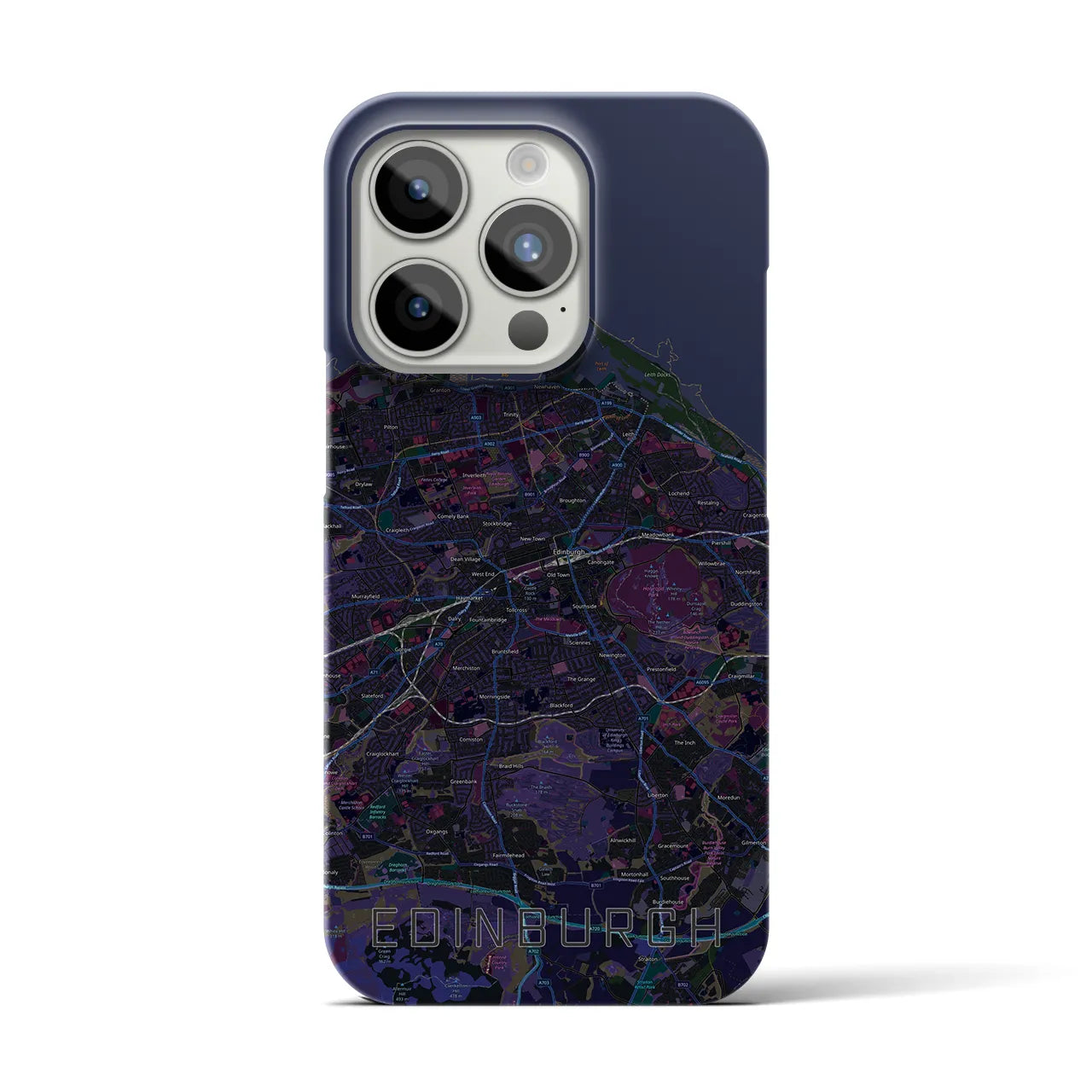 【エディンバラ】地図柄iPhoneケース（バックカバータイプ・ブラック）iPhone 15 Pro 用