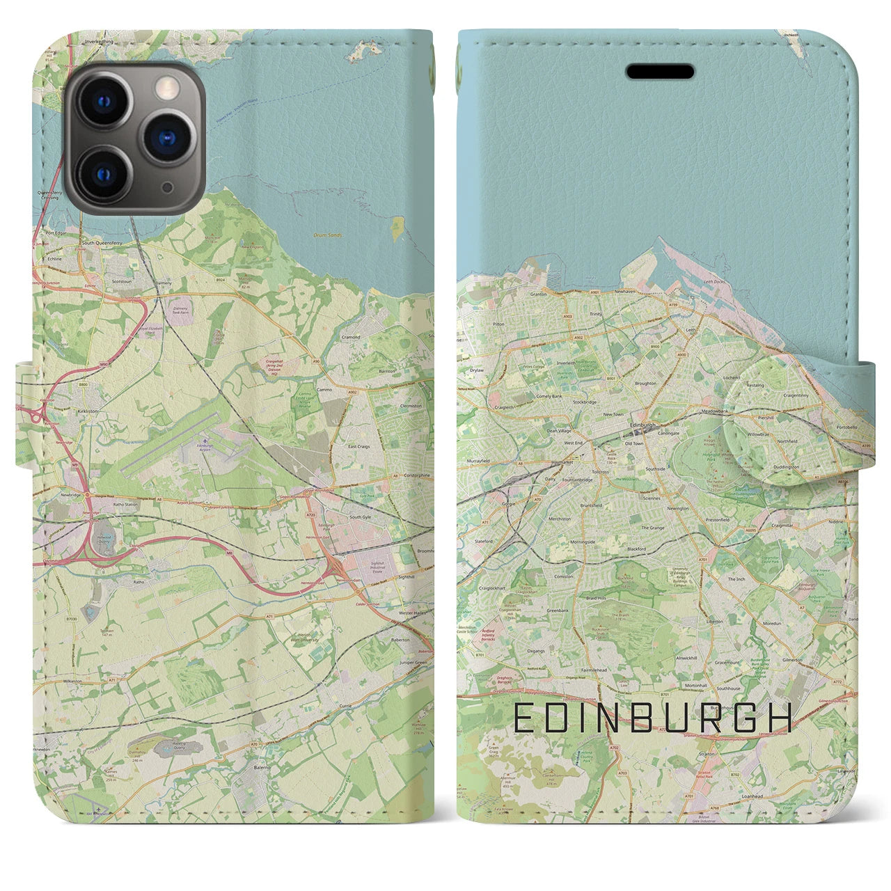 【エディンバラ】地図柄iPhoneケース（手帳両面タイプ・ナチュラル）iPhone 11 Pro Max 用