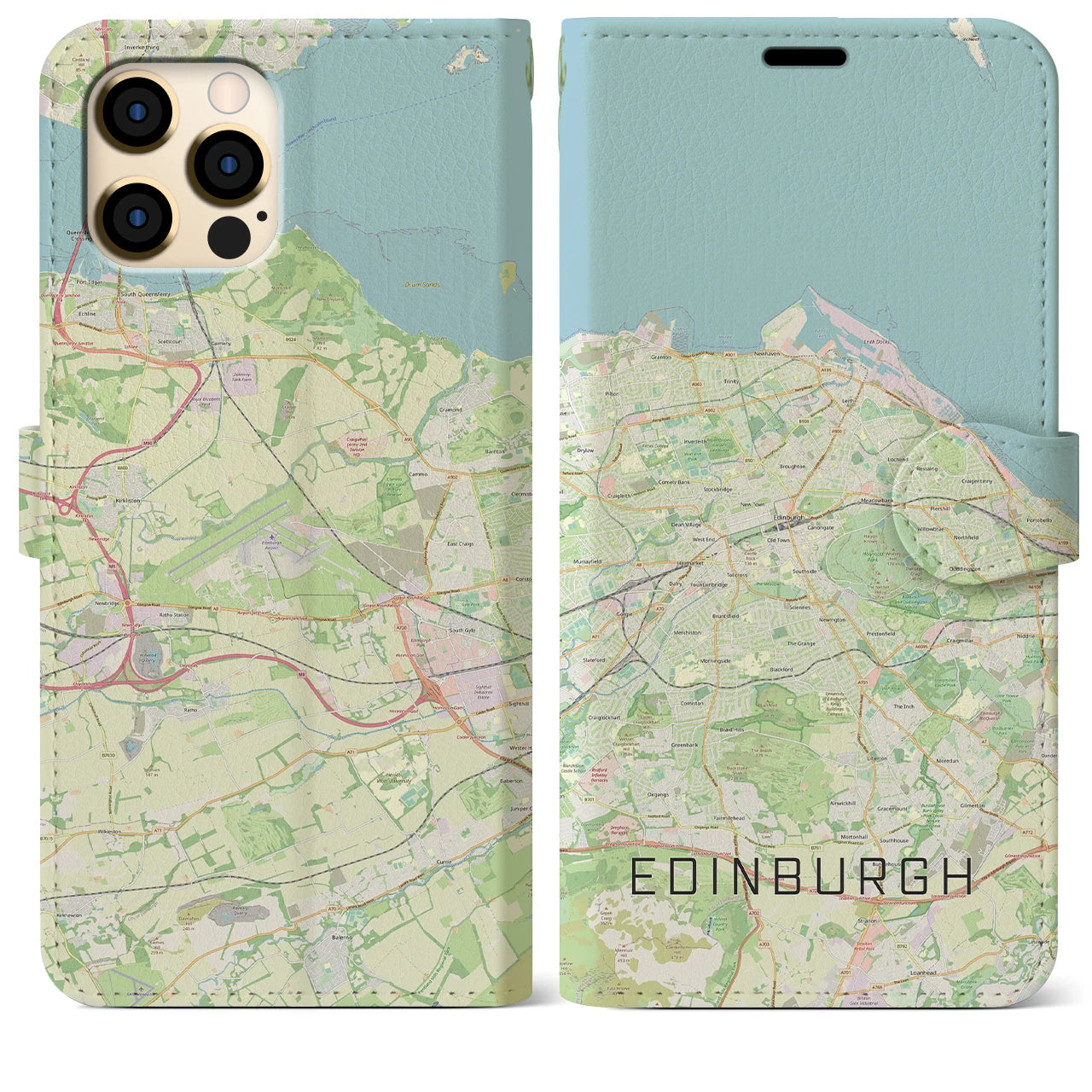 【エディンバラ】地図柄iPhoneケース（手帳両面タイプ・ナチュラル）iPhone 12 Pro Max 用