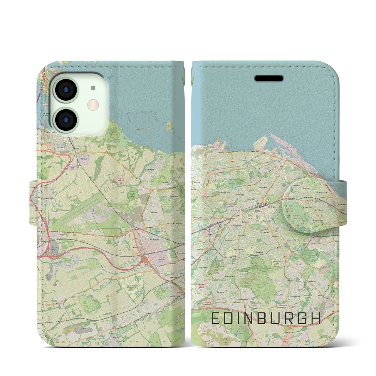 【エディンバラ】地図柄iPhoneケース（手帳両面タイプ・ナチュラル）iPhone 12 mini 用