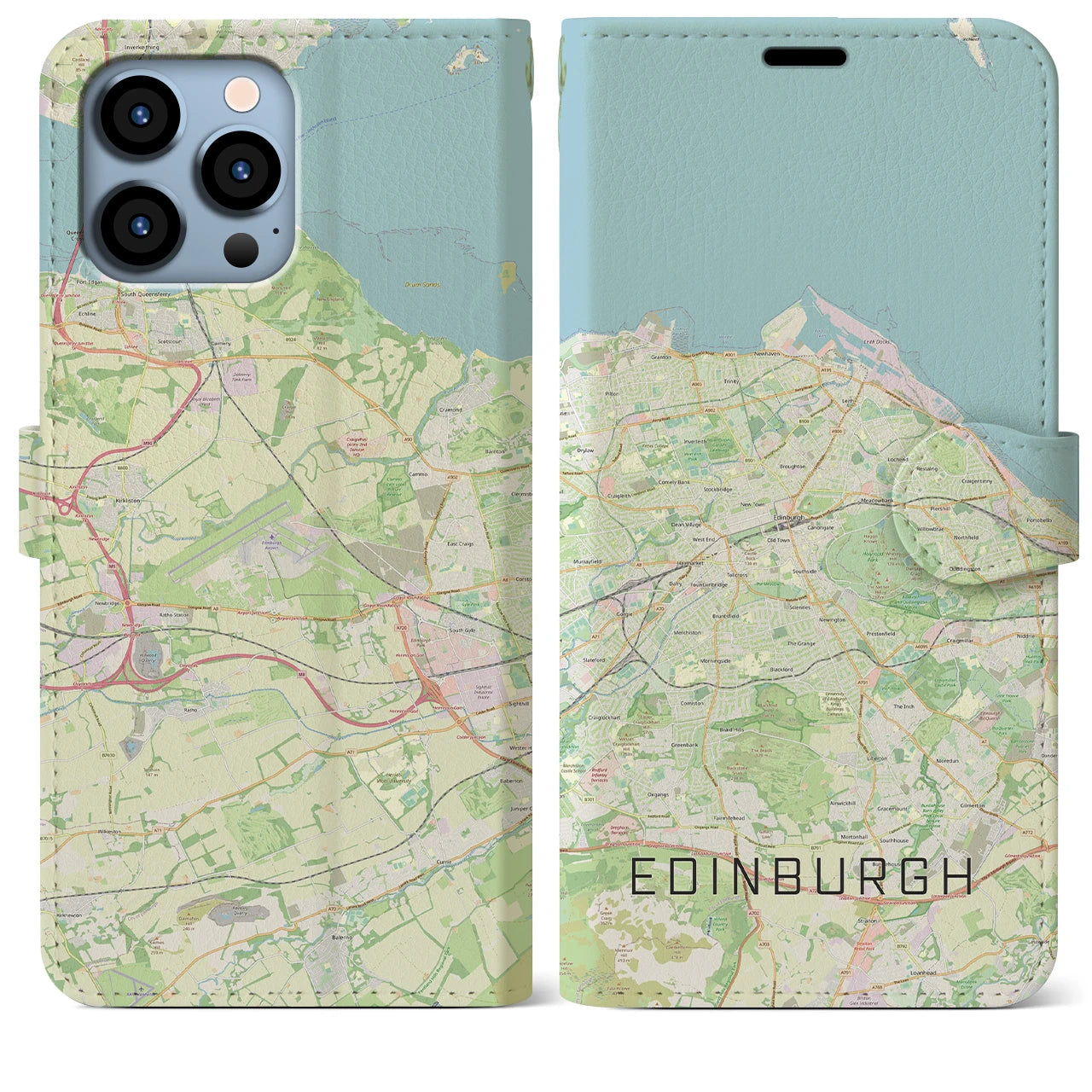 【エディンバラ】地図柄iPhoneケース（手帳両面タイプ・ナチュラル）iPhone 13 Pro Max 用