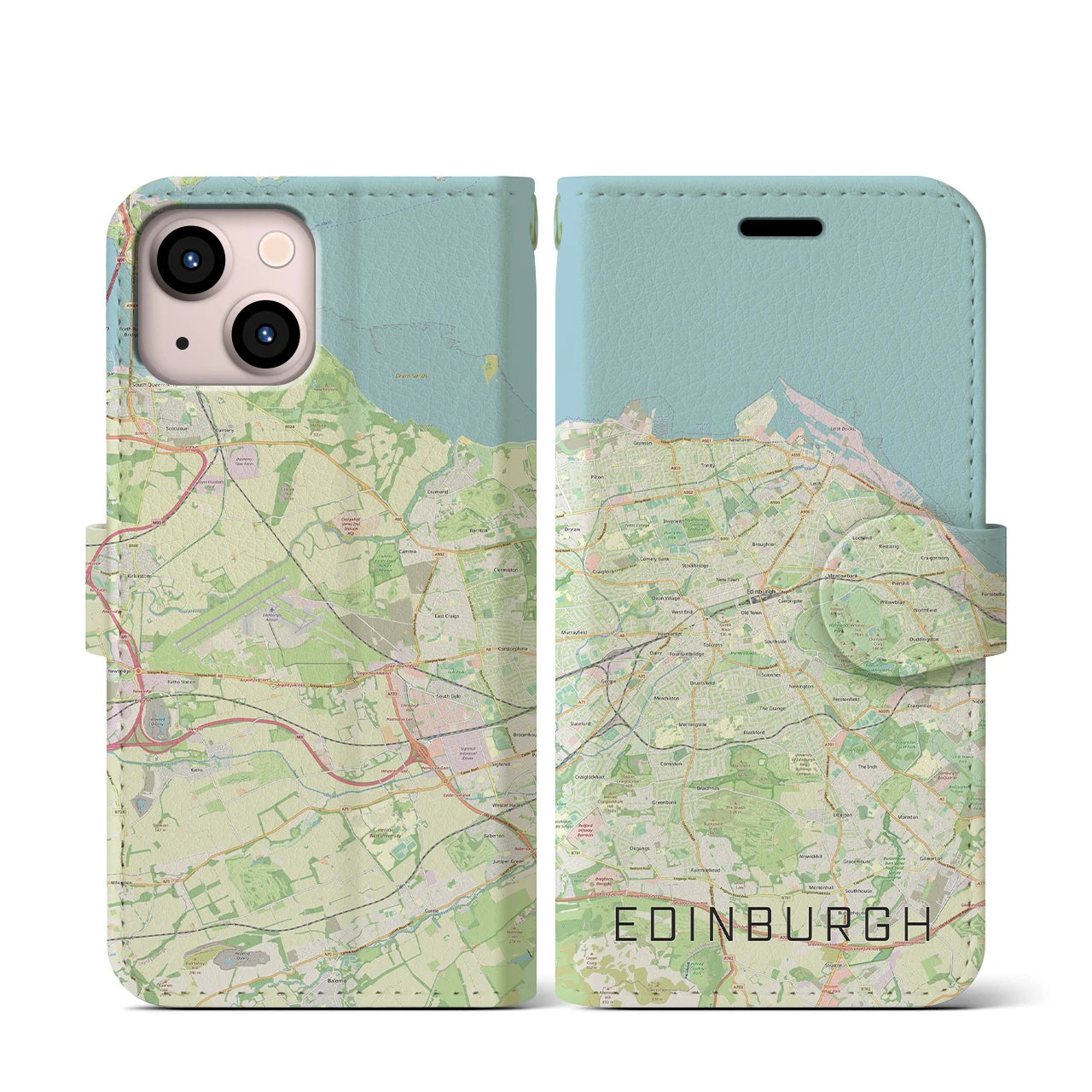 【エディンバラ】地図柄iPhoneケース（手帳両面タイプ・ナチュラル）iPhone 13 mini 用