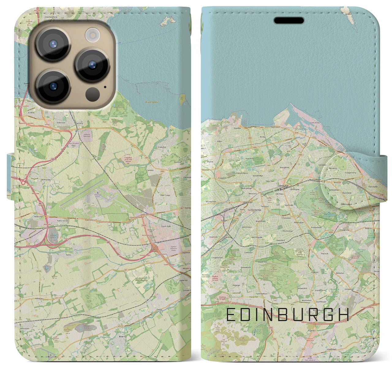 【エディンバラ】地図柄iPhoneケース（手帳両面タイプ・ナチュラル）iPhone 14 Pro Max 用